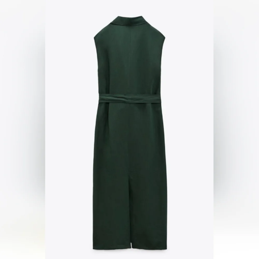 ZARA Belted Midi Linen Blend Dress Sz-XL - Picture 6 of 12